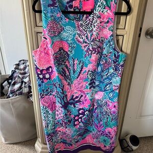 Lilly Pulitzer Pink and Blue Tropical Print Dress